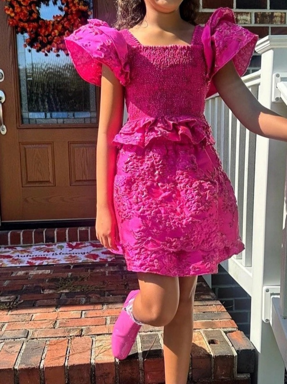 Kids Pink Puff Sleeve Dress Like New